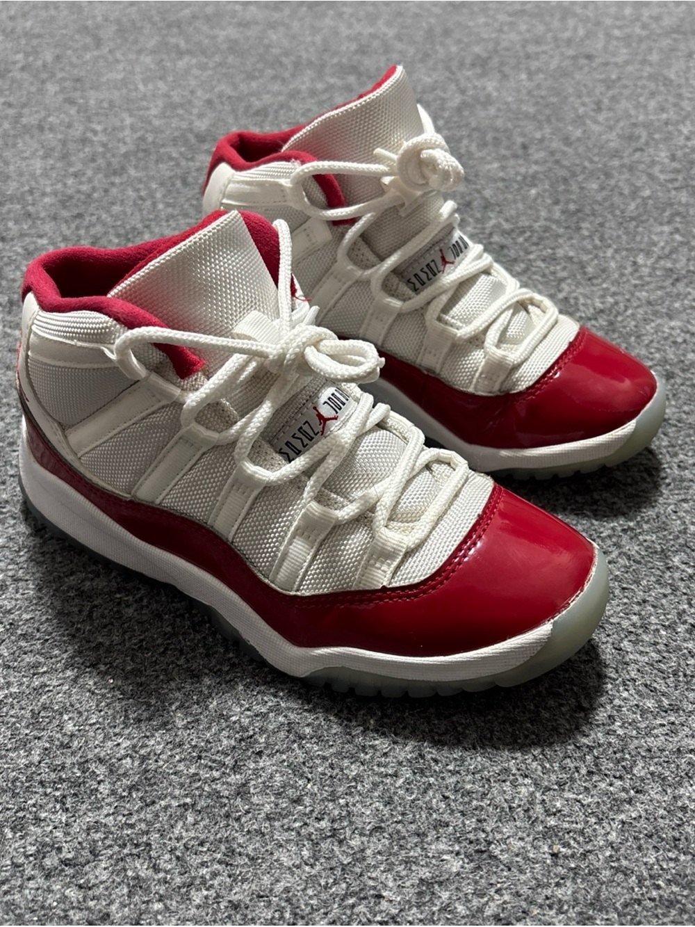 Jordan Kids White and Red High-Top Sneakers
